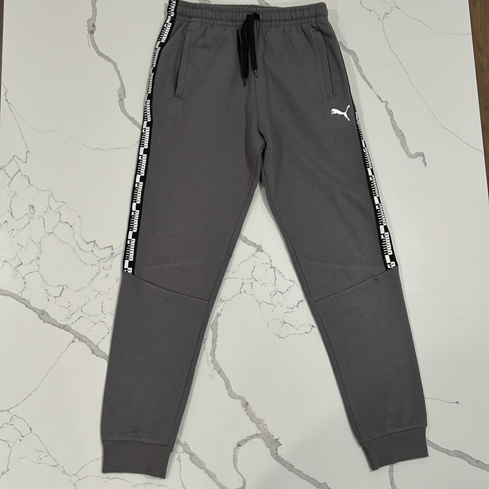 Boys Puma joggers size 14- 16, gray, black and white